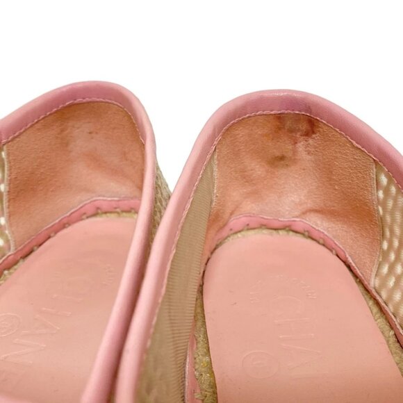 CHANELPink Cream Cotton Leather Women's Shoes 431-051725 - Picture 6 of 8